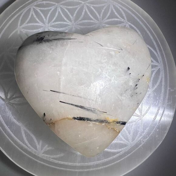 Black Rutilated Quartz Heart Carving (#2) - Picture 3 of 12